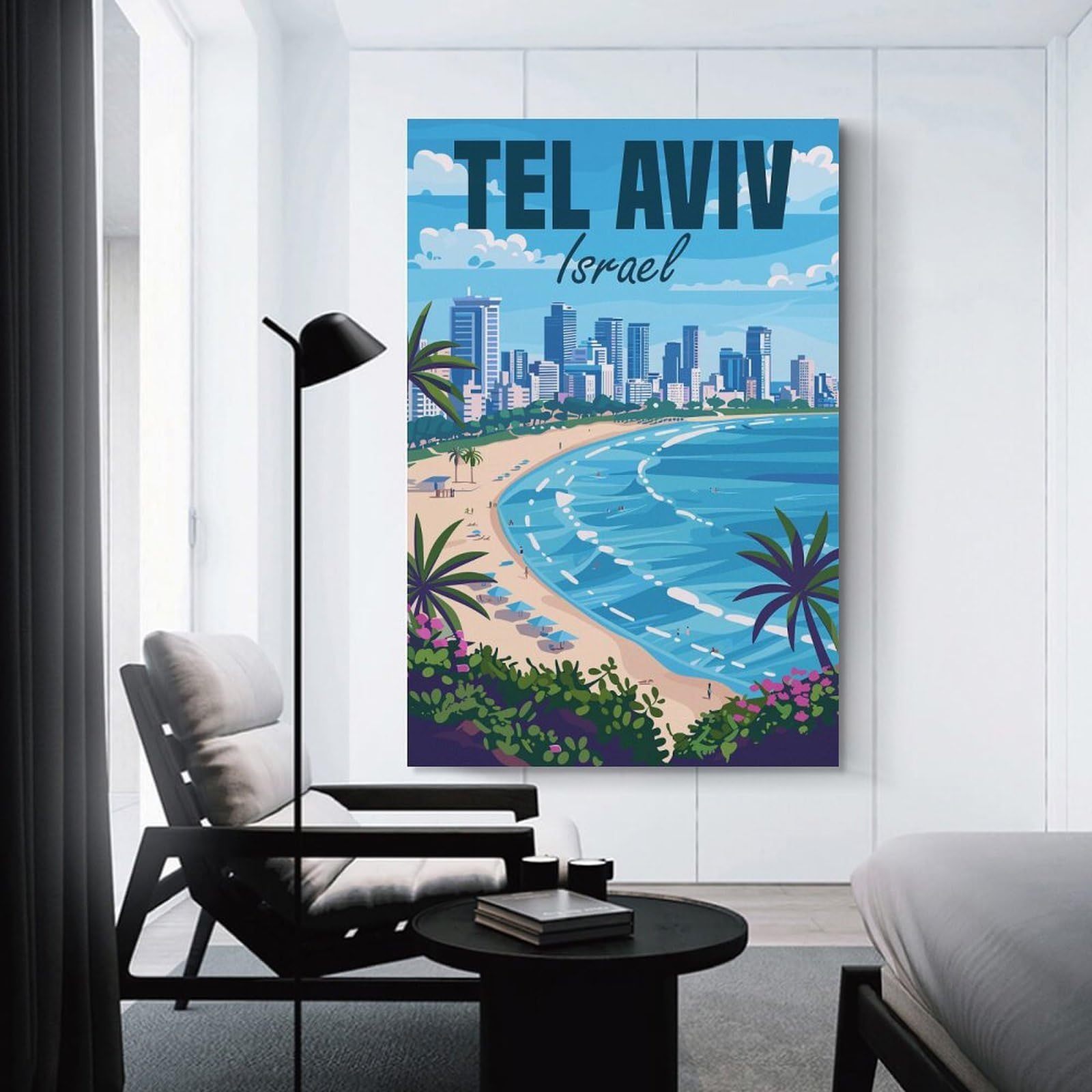 Junmoney Israel Tel Aviv Travel Home Decor Wall Art, 20x30inch(50x75cm), for Bedroom, Lounge Or Dressing Area, Canvas Wall Decor for Personal Spaces