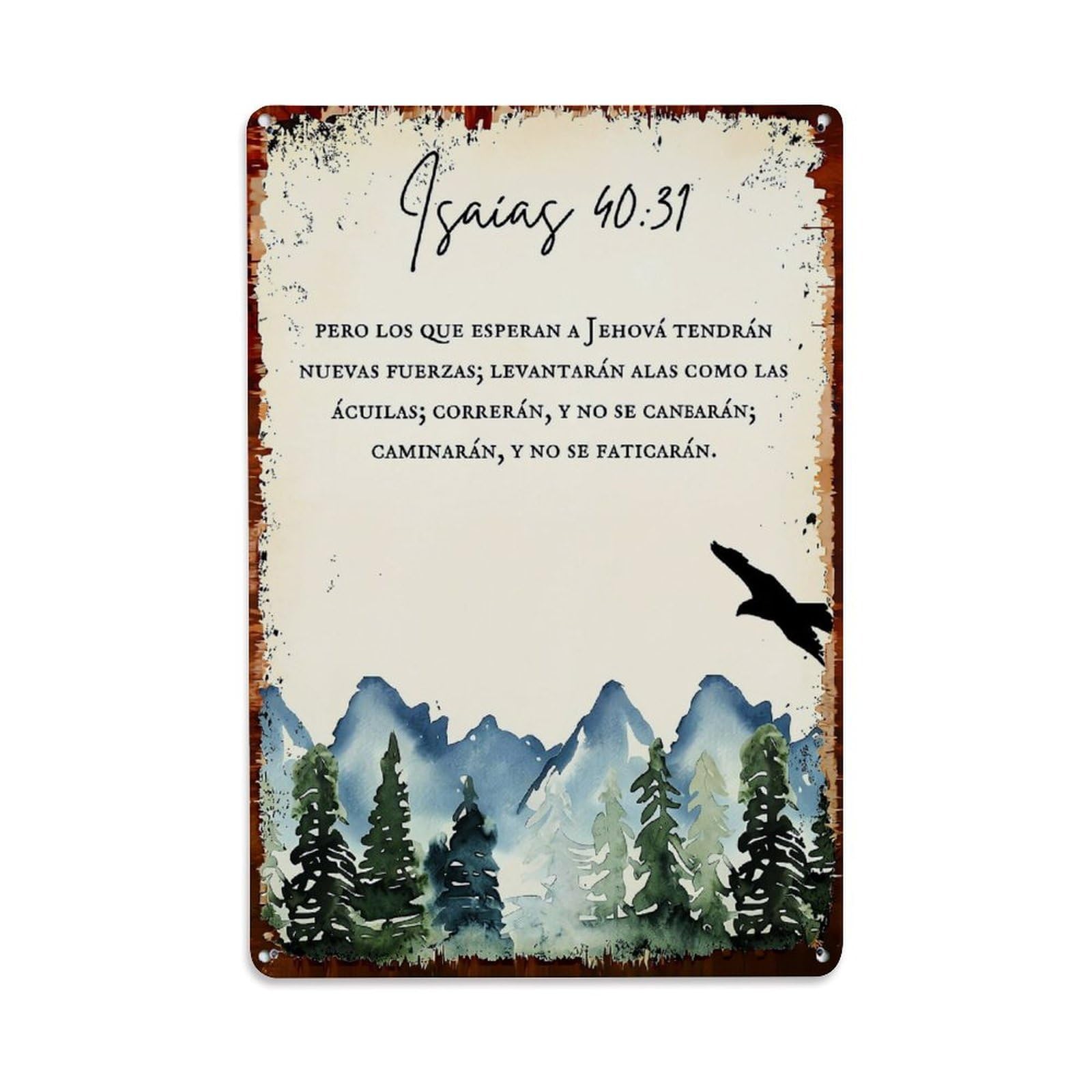 Jdyaojiesheng Vintage Mountain Forest Eagle Sky Scripture Tin Sign Retro Metal Wall Decor Metal Poster, Home Bar Garage Farmhouse Cafe Wall Art Decoration 8X12inches