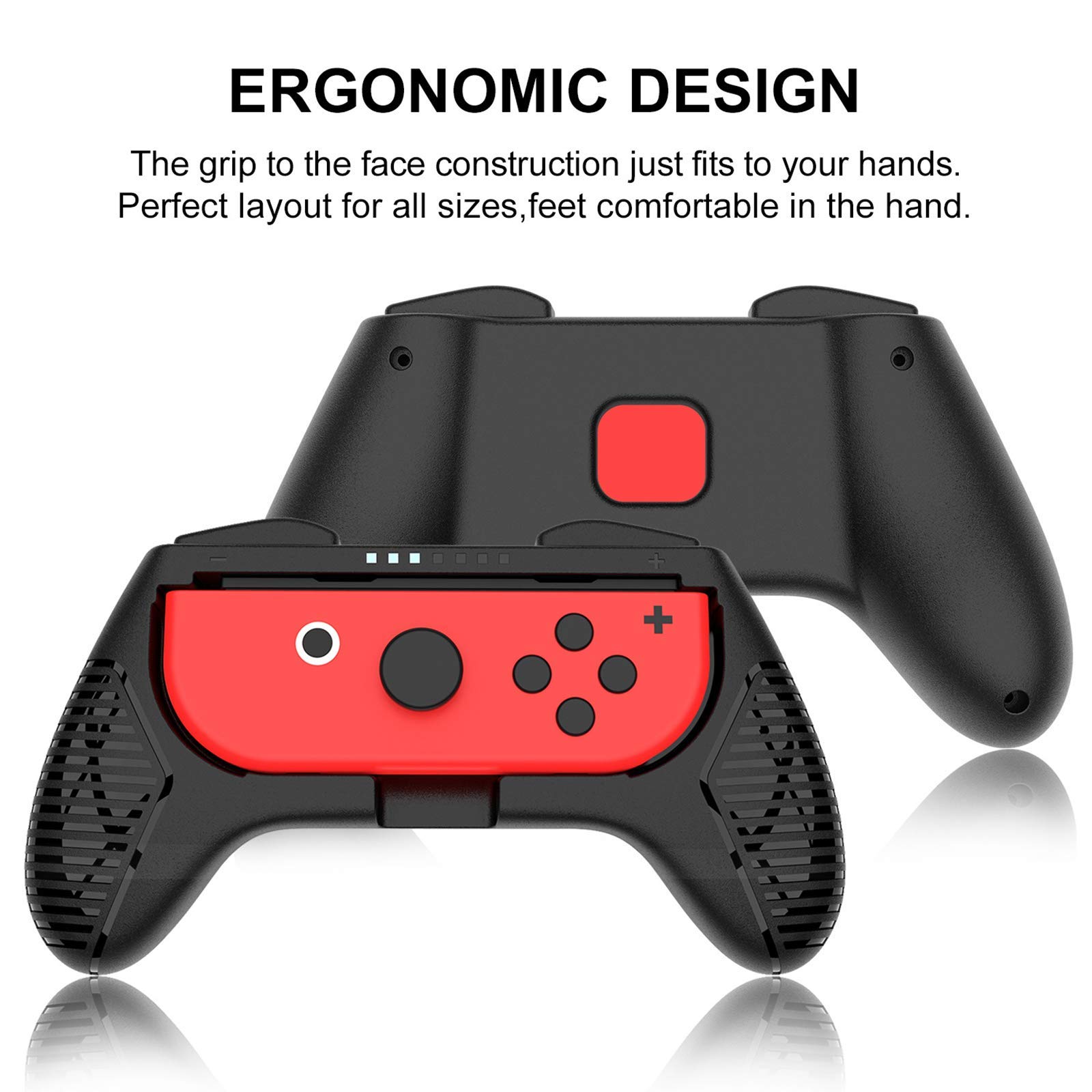 RajoNN Volanti e Impugnatura per Controller Joy-con - 4 Confezioni, Volanti per Nintendo Switch, per Mario Kart 8 Deluxe Nintendo Switch, Nero
