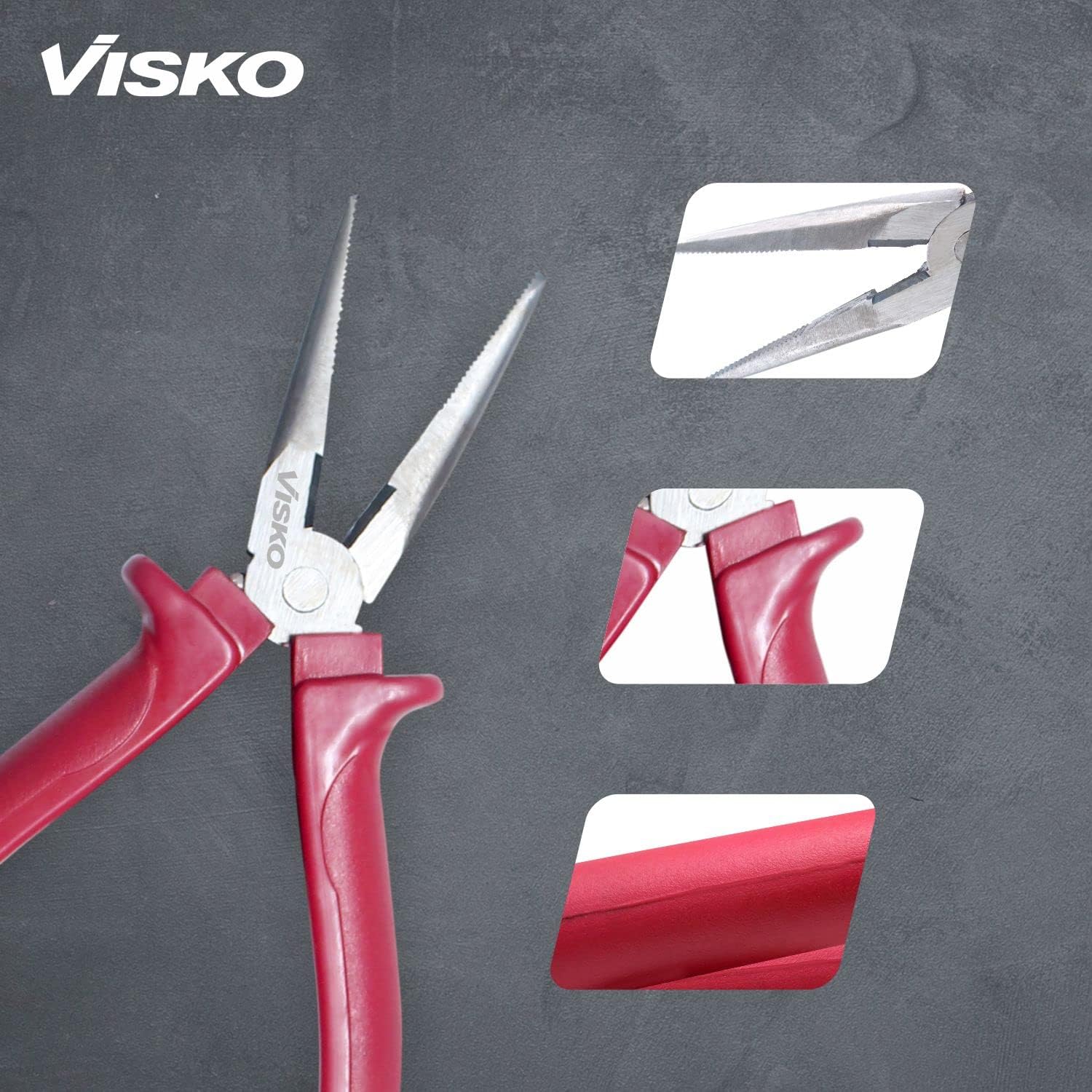 VISKO 255 7" Long Nose Plier | Cutting player | Cutting plier | Pliers | Pliers for Home | Player Tools | Combination plier | For electrical Work | Red Color | 4