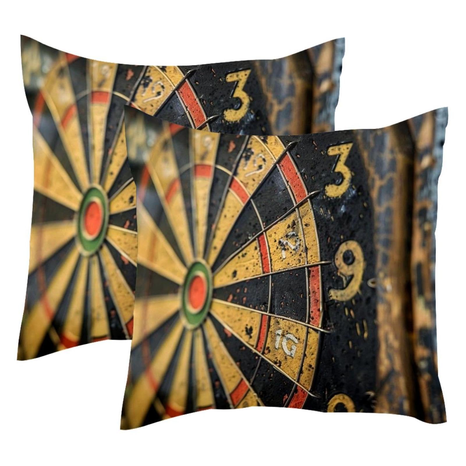Housses de coussin velours 50x50 lot de 2 grand format avec motif fléchettes double face