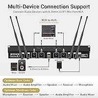 Vista 8 de Sistema de micrófonos inalámbricos TONOR con micrófonos dinámicos de mano de 4x10 canales, 4 antenas para micrófono de larga distancia de 90 mts
