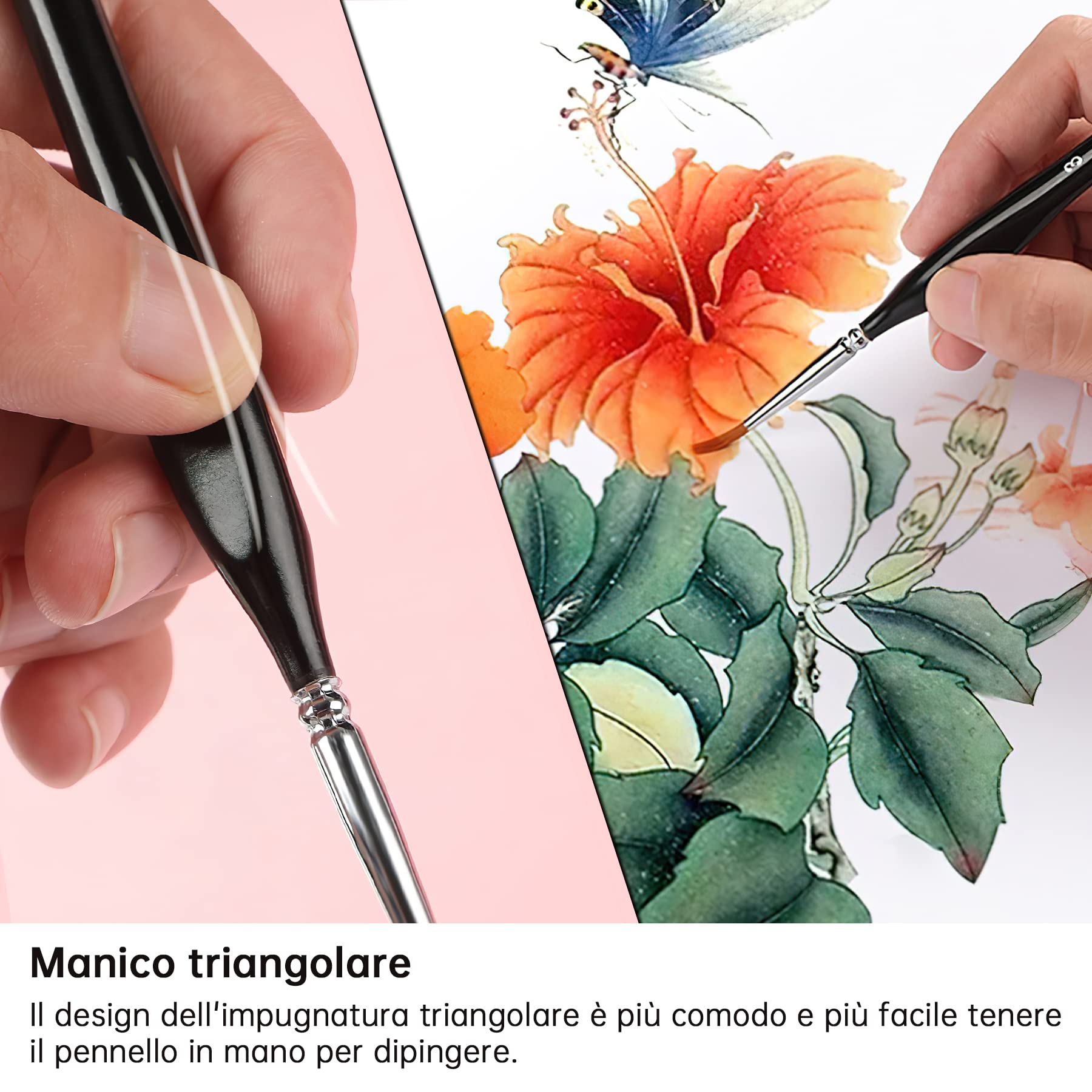 Set di 8 pennelli per dettagli, set di pennelli in miniatura per