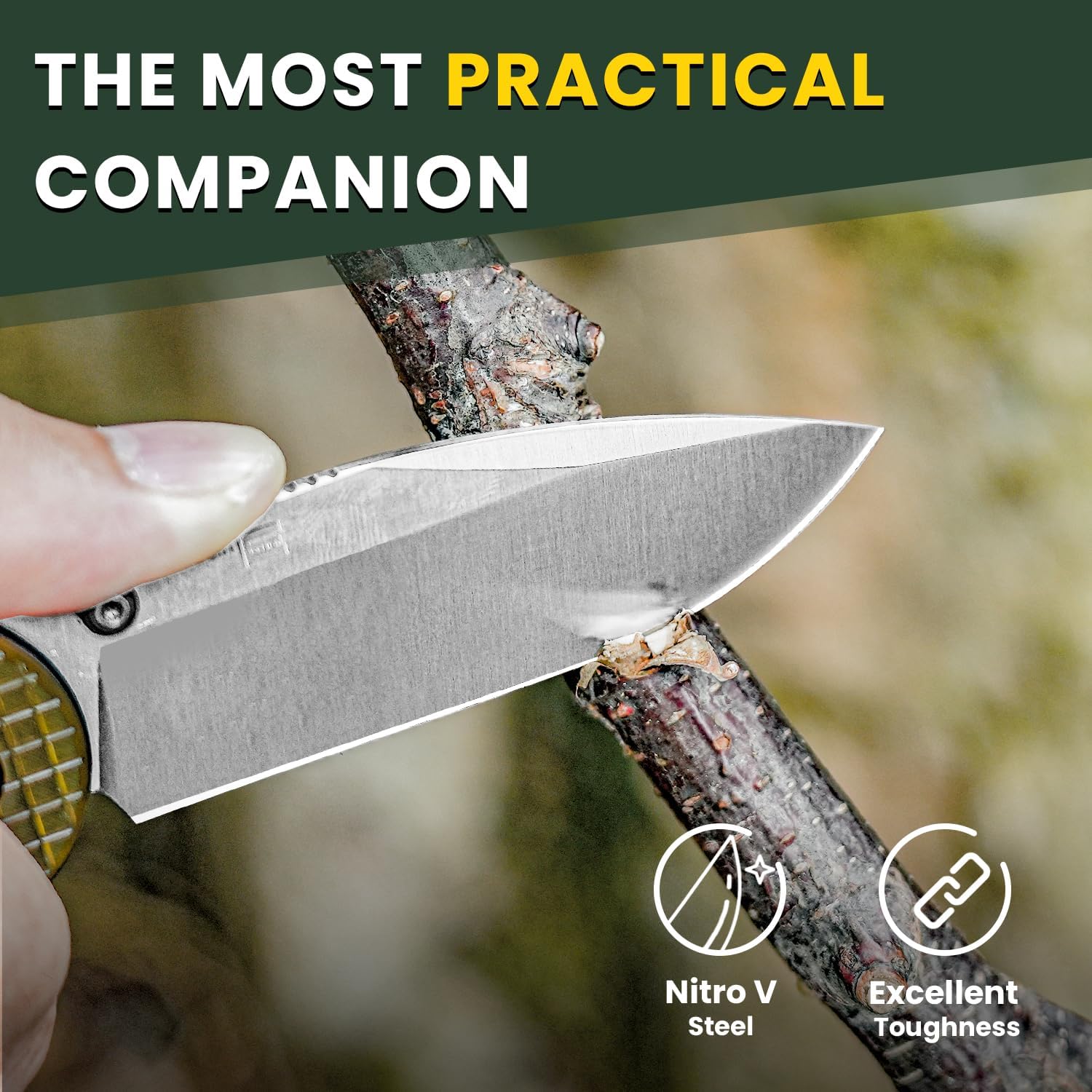 Kizer Assassin Pocket Knife, 2.99" Nitro-V Steel Blade Folding Knife PEI Handle EDC Knife for Men Women Outdoor Hunting Camping Knife with Pocket Clip V3549A1