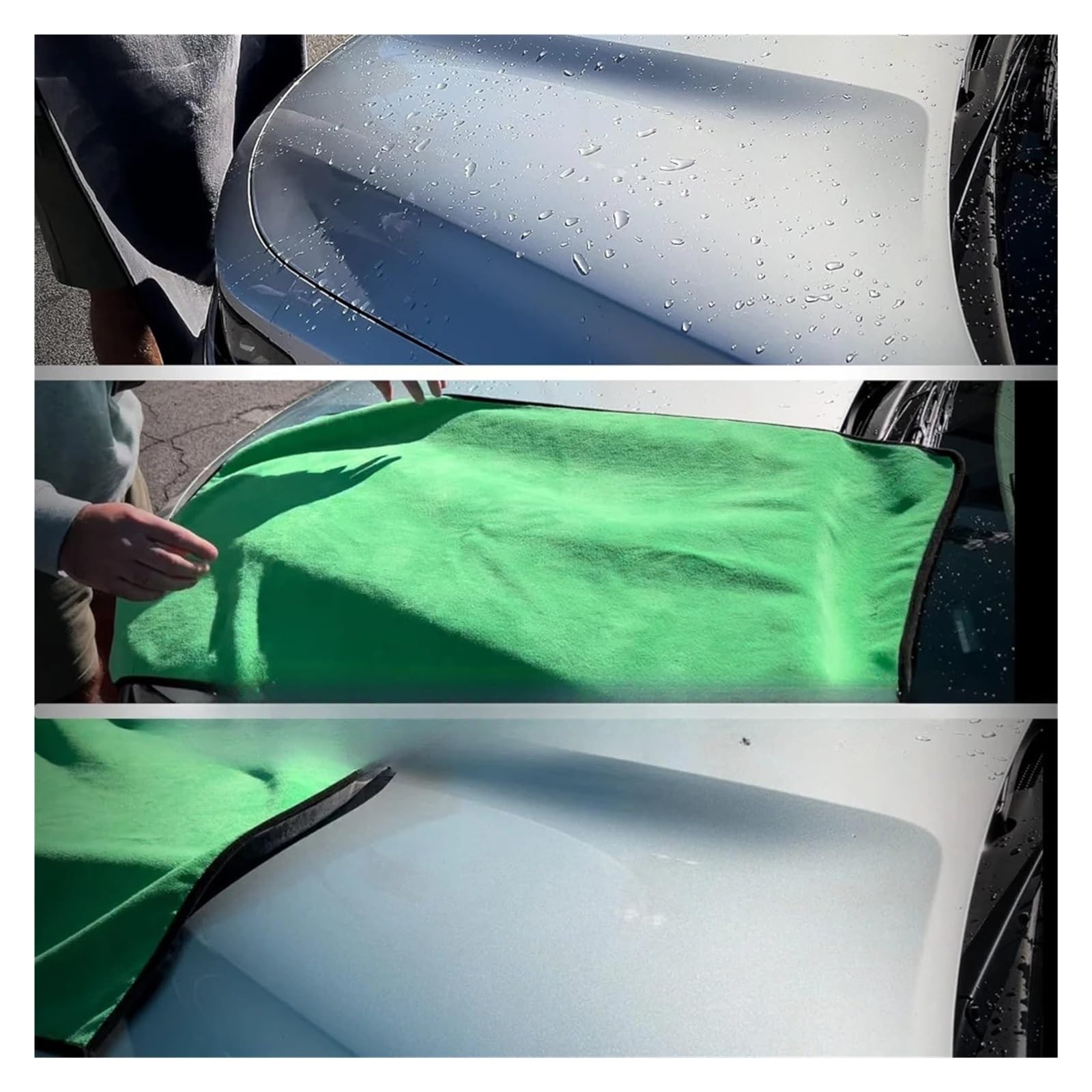 20Pcs Ultra-Fine Microfiber Car Wash Towels - Thickened Grey Green Cleaning Cloths for Car Care and Drying 30x40cm — view 3