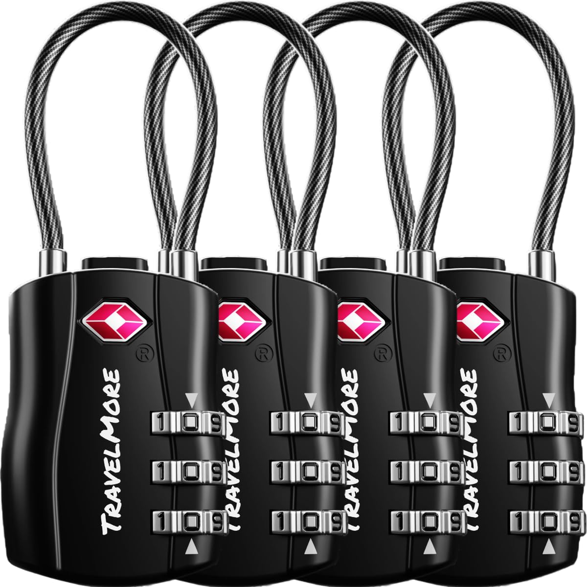 Serrures À Bagages Tsa, 4 Pcs Cadenas De Sécurité À 3 Chiffres, Cadenas