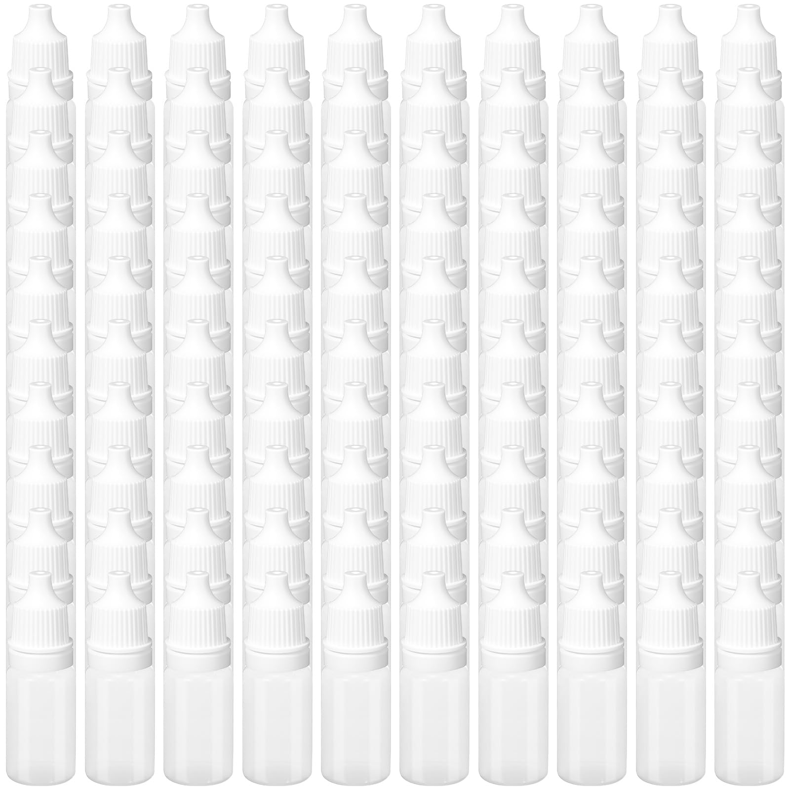 ywmigl 100 Pcs Plastic Dropper Bottles Squeezable Eye Liquid Dropper with Caps and Plug for Oil Eye Liquid Storage (10 ml)