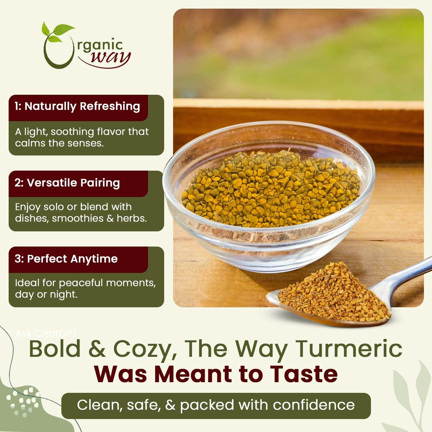 Organic Way Turmeric/Haldi Root Cut & Sifted (Curcuma Longa) - Herbal Tea | Kosher & USDA Certified | Vegan, Non-GMO & Gluten Free | 100% Raw from India (2LBS / 32Oz.)