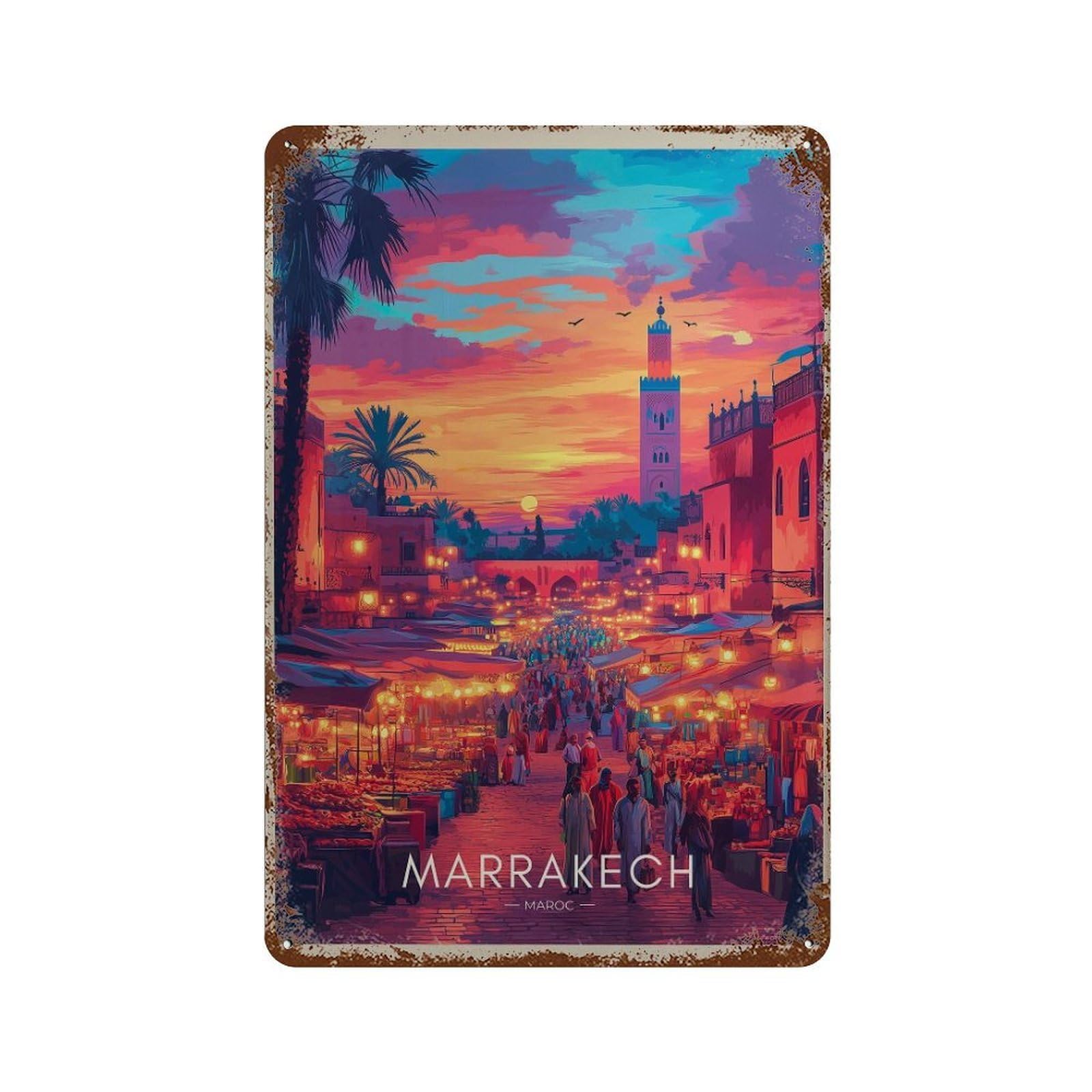 xiaoxiaoshen Marrakesh Travel Medina Morocco (2) Wall Decor Art Metal Tin Poster Modern Home Decor Art Home Bar Shop Decorations Vintage Sign 30x20cm