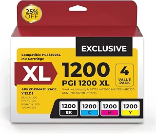 Canon Maxify PGI-1200XL Compatible Ink Cartridges. 4 Pack High Yield Printer Ink Works with with MAXIFY MB2320 MB2020 MB2720 MB2120 MB2050 MB2350 Printers