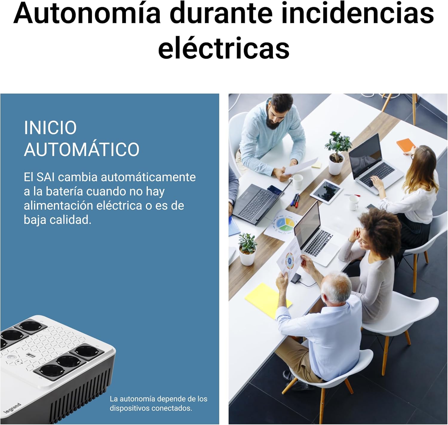 LEGRAND, Uninterruptible Power Supply (USV System), Keor Multi Plug with 600 VA/360 W - 6 Outputs Each 230 V (Schuko Socket) USB Charger, 310081