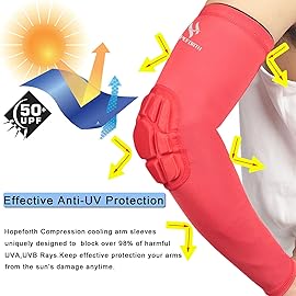 HOPEFORTH 2PCS Padded Elbow Sleeves Compression Arm Protective Support