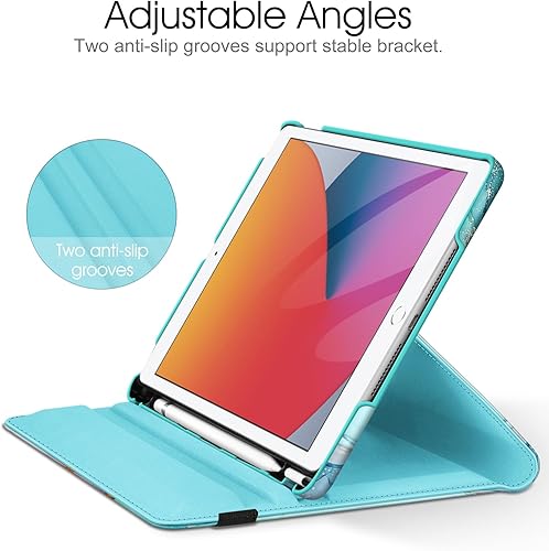 Vista 111 de Fintie - Funda giratoria para iPad de 9ª generación / 8ª generación / 7ª generación, de 10.2 pulgadas, funda giratoria en 360 grados, funda Azul