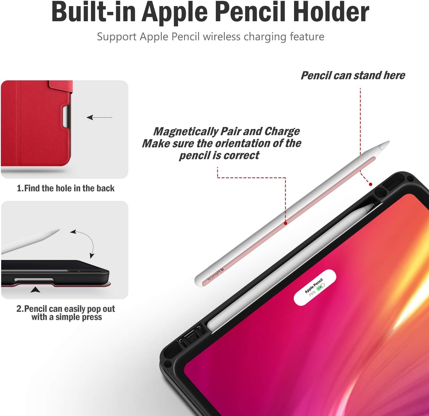 Super Brands Antbox Case for iPad Pro 11 2020&2018 2nd Generation Cover with Built-in Apple Pencil Holder Auto Sleep/Wake Function PU Leather Smart Cover