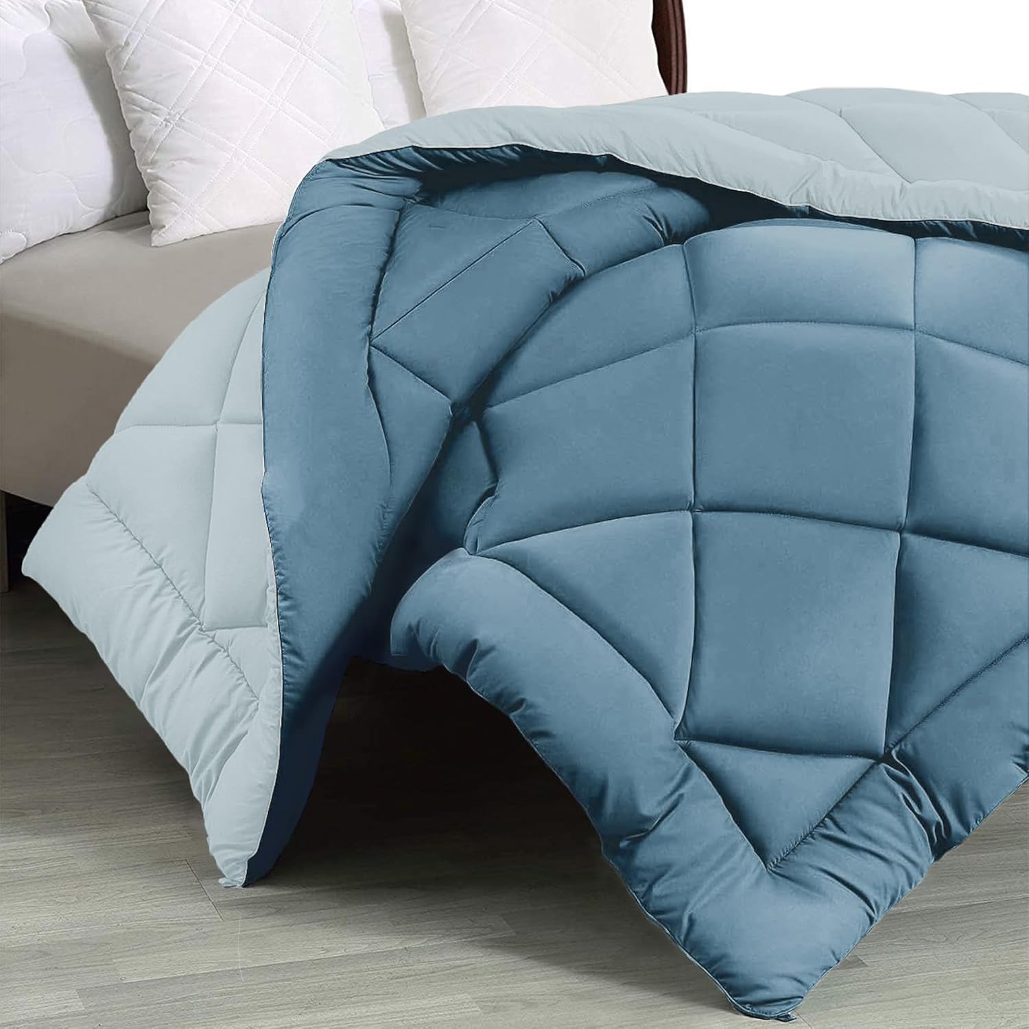 THE HOME STYLE Luxurious Reversible Microfiber AC Comforter ll Blanket ll Duvet II 300 GSM King Size Super Soft Cozy Comforter for All Weathers/Seasons (90x100 Inch) (Pack of 1, Denim & Sky) discount deal