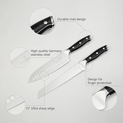 Miniatura 9 de Juego de cuchillos con bloque, juego de 16 organizadores de cuchillos de cocina con afilador, tabla de cortar, juego de cuchillos de chef