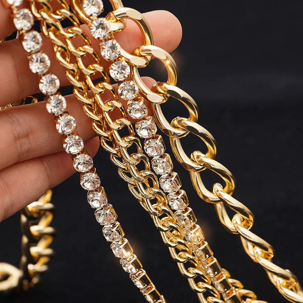 こ*じ様 CTHY LUXURY MATERIAL CHAIN BELT BUT Amazon.com: Suyi Chain Belt for Women Rhinestone Gold Chain Belt