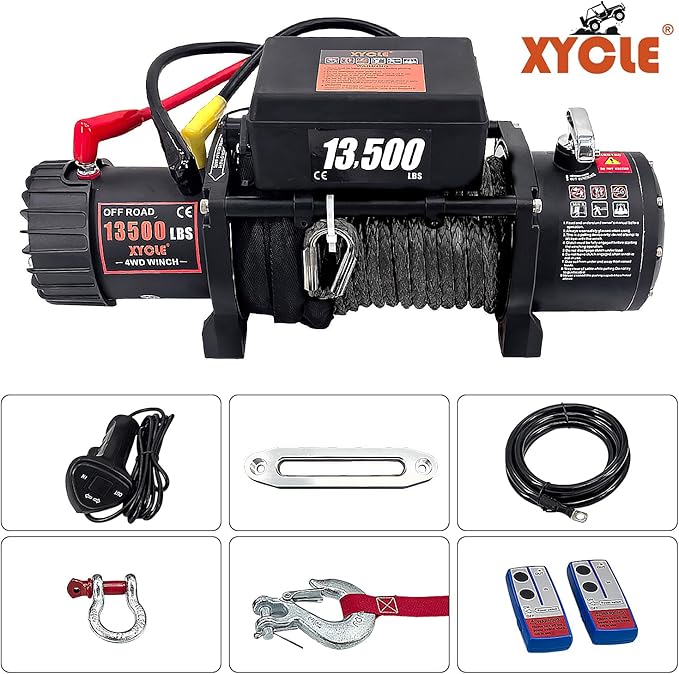 Winche Eléctrico 13500lbs 12V, Soga Sintética, Control Remoto miniatura 3
