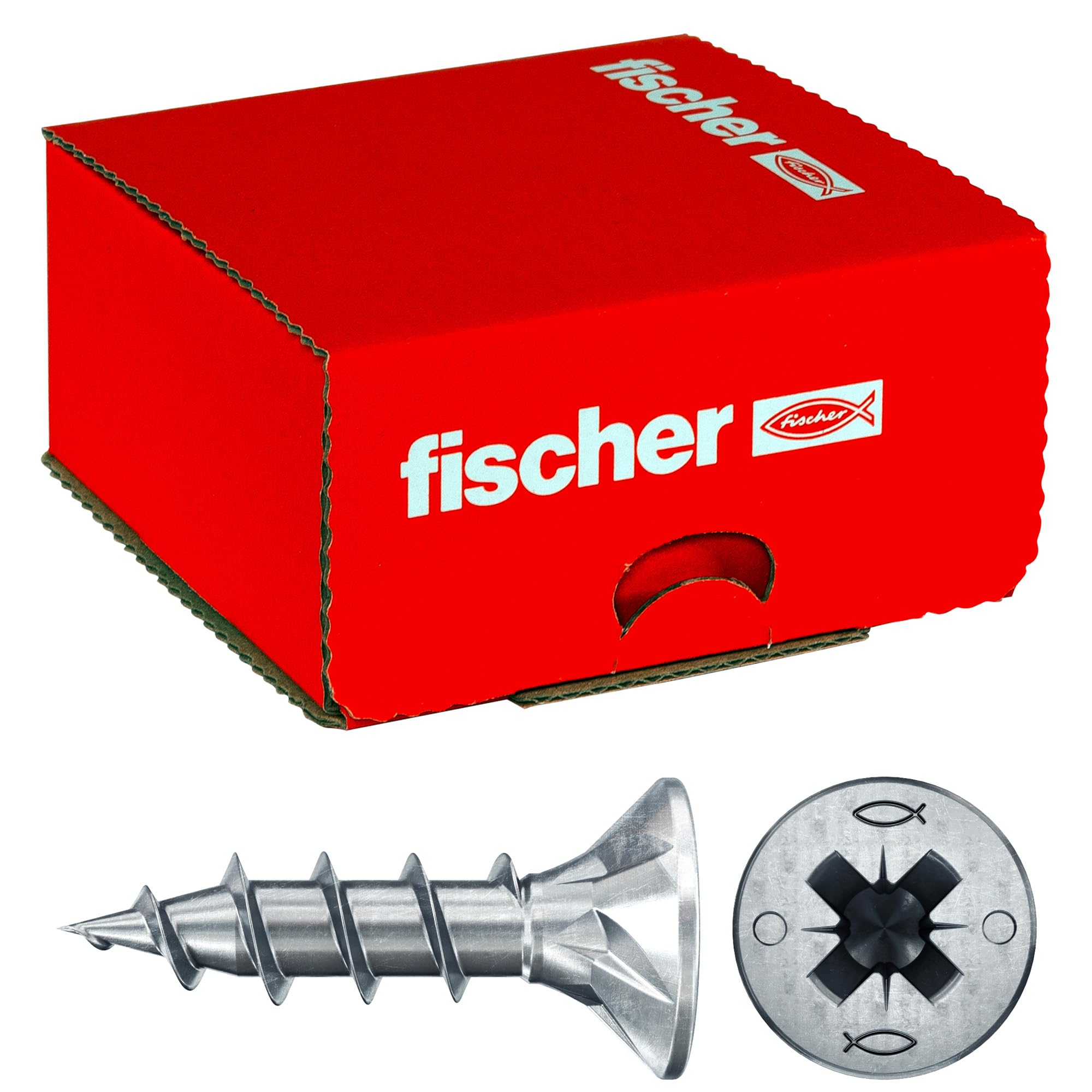 Fischer PowerFast II Viti Legno Truciolari Pozi CZF 4,0x20 Filetto totale, Testa svasata piana, Rivestimento in Cera, 300 Pz