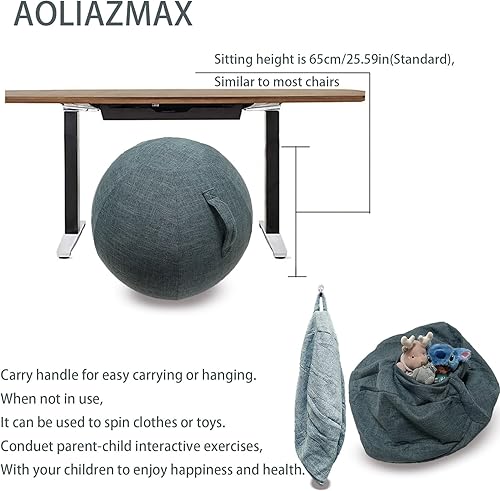 Miniatura 14 de Cubierta de bola sentada, adaptador de clavija de tapón de aire, 25.6 pulgadas y 29.5 in, bola de parto, cubierta de bola de ejercicio para bola de