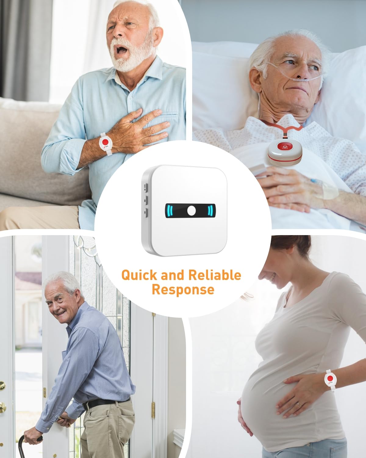DAYTECH Allarmi personali wireless portatili per anziani allarme antipanico con alimentazione a batteria, pulsante di chiamata e cercapersone con pulsante impermeabile IP55, 1 ricevitore portatile, 1