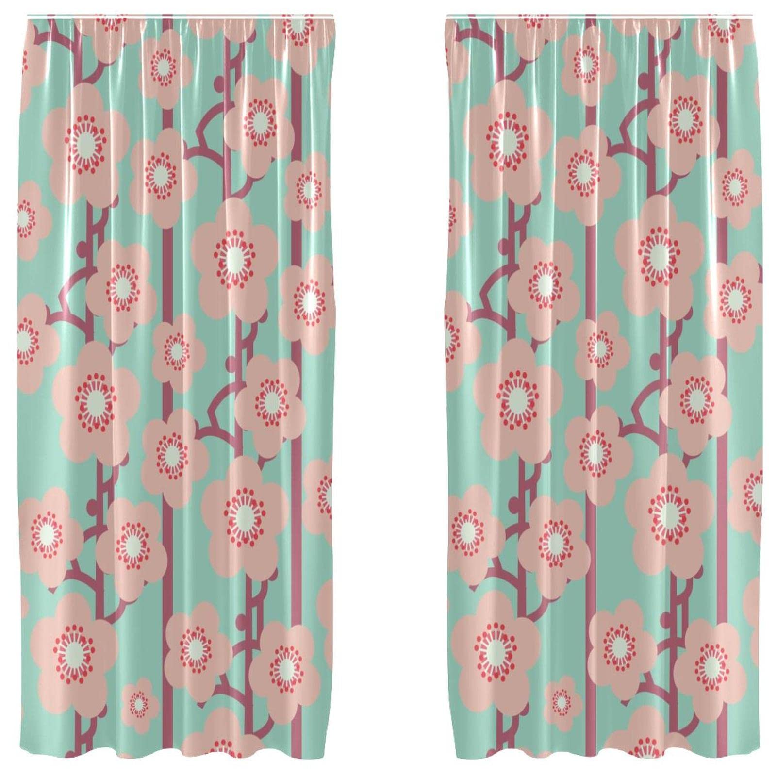 Cortinas de ventana con filtro de luz decorativas de flores rosas 55x84 pulgadas