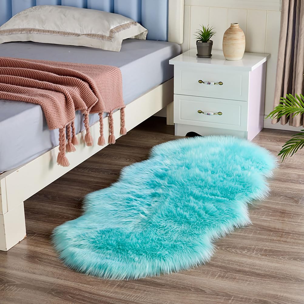 Shaggy Deep-Pile Rug, Non-Slip Washable Fluffy Rugs Area Runner Rugs Modern Decorative Rug for Bedroom, Living Room,blue,150 * 60cm
