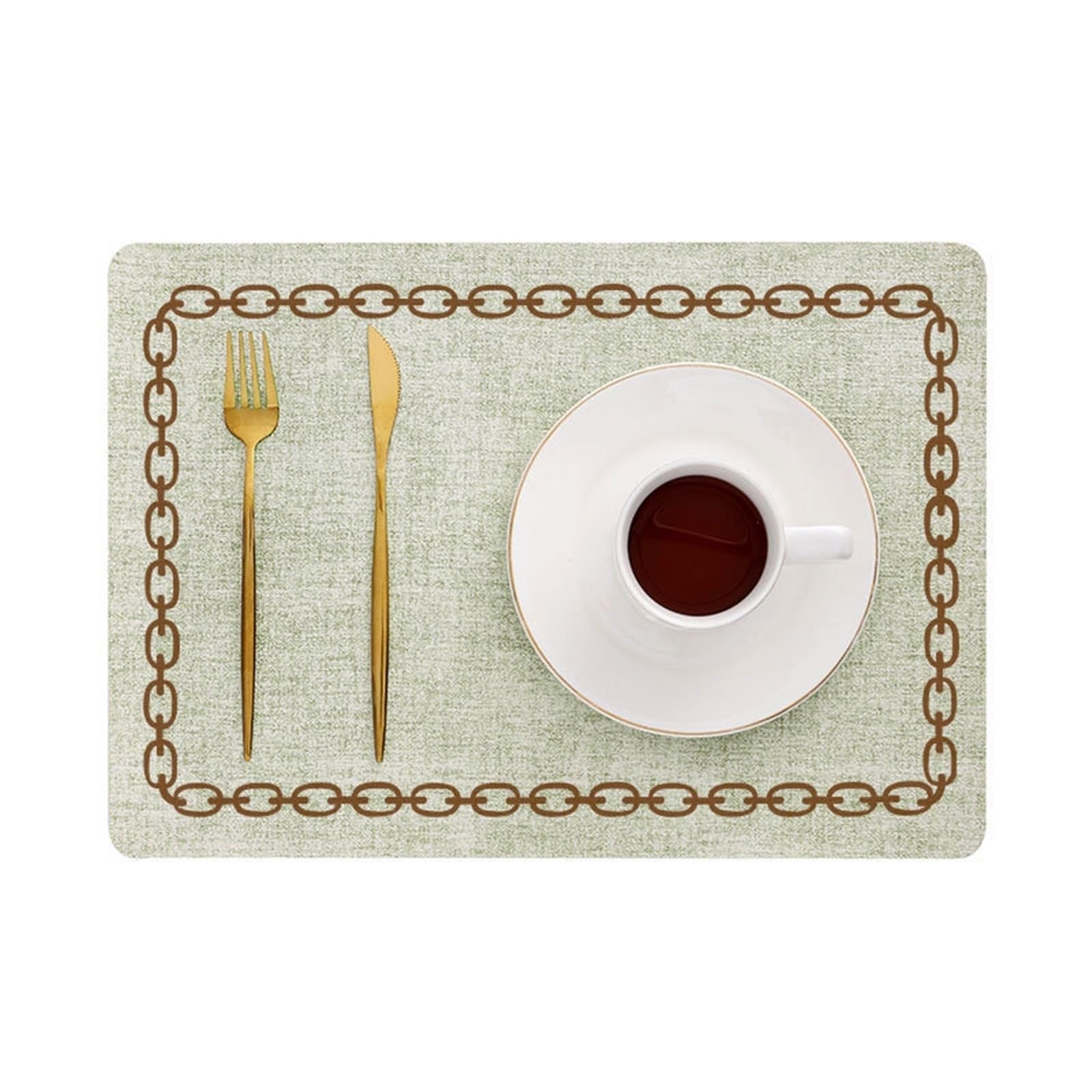 Sets de table vert clair 30 x 43 cm motif chaîne pour décoration cuisine moderne