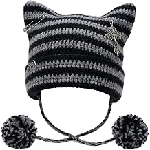 Cat Ear Beanie, Y2K Style Slouchy Knit Hat with Floppy Cat Ears, Oversized Unisex Design for Casual Wear, Lightweight and Stretchy Fabric for Daily Use, One Size Fits Most