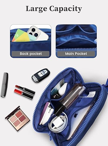 Miniatura 3 de Meyfancy Riñonera para mujer, riñoneras, bolsas cruzadas con correa ajustable para correr, viajar, entrenar, impermeable, Azul (Peacock),