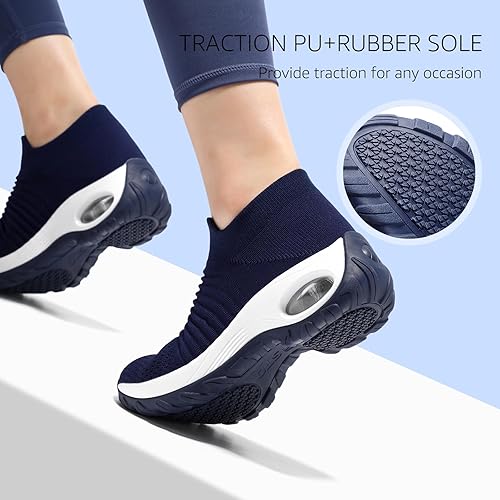 Miniatura 4 de STQ Womens Slip on Walking Shoes Breathable Non Slip Work Shoes Comfortable Air Cushion Orthopedic Sneakers with Arch Support