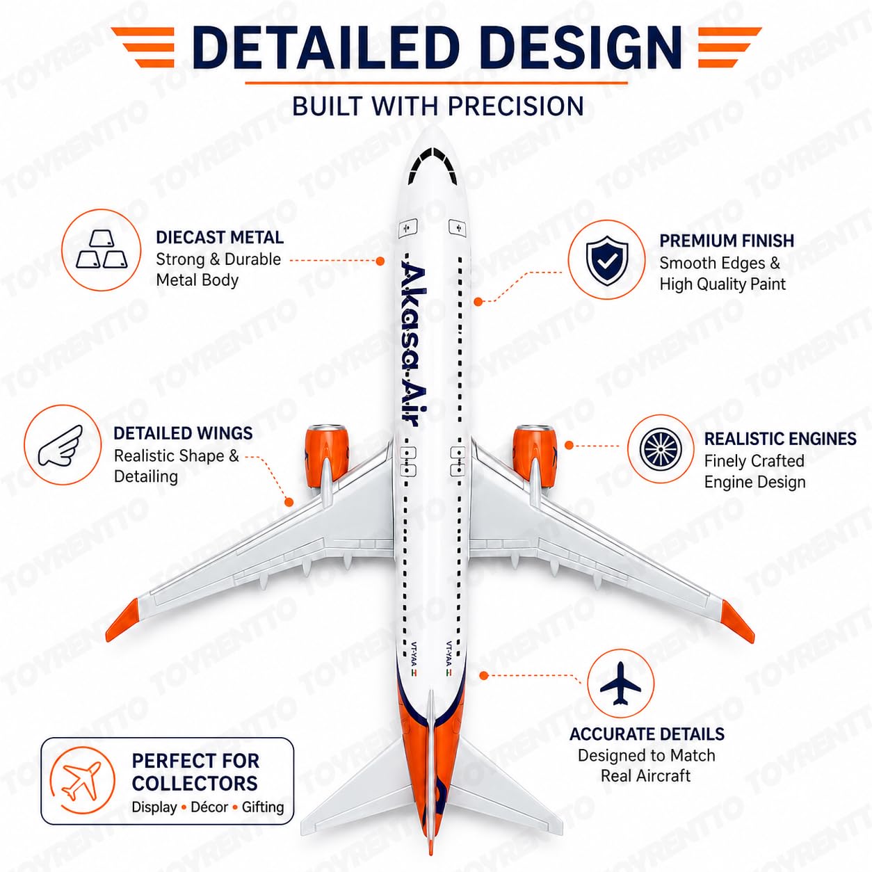 Akasa Boeing 737 Diecast Airplane Model - Collectible Plane -6 Akasa Boeing 737 Diecast Airplane Model - Collectible Plane -6