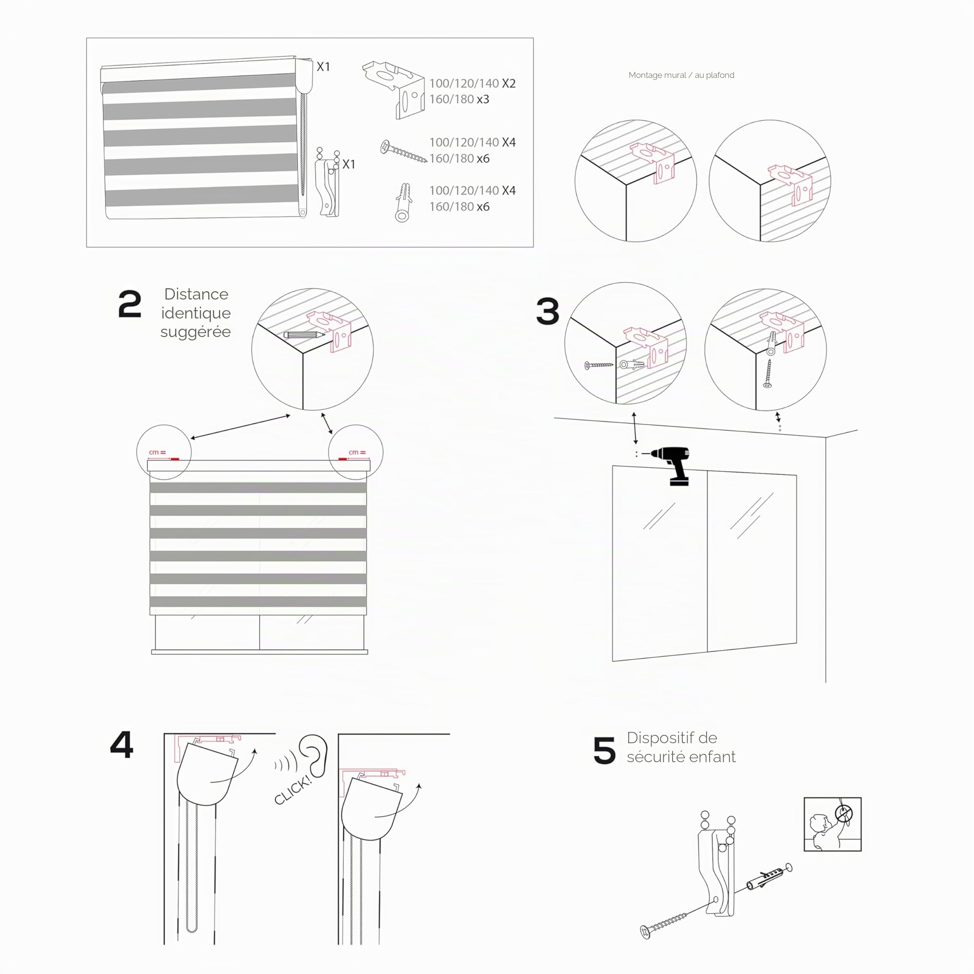 Blindecor Lira Store enrouleur nuit et jour - Blanc - 160 x 180 cm (l x h) - Dimensions du tissu 157 x 175 cm - Stores nuit et jour élégants