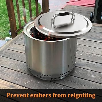 Fire Pit Lid for Solo Stove Bonfire 2.0 304 Stainless Steel | Fire Pits Round Lid with Heat Resistant Handle, Camping for Solo Stove Accessories Bonfire and Other 19.5 Outdoor Firepit