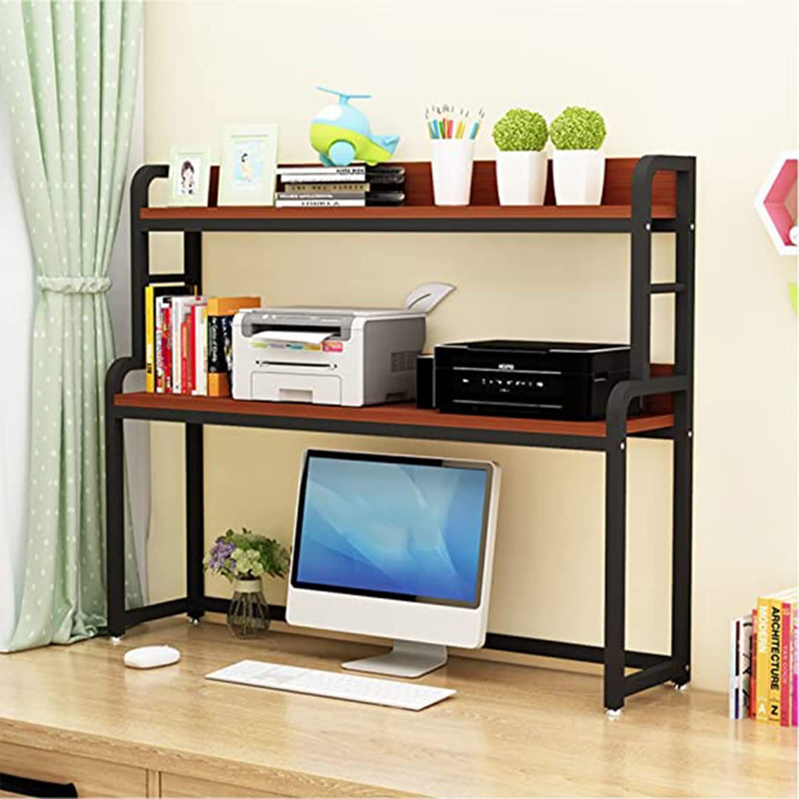 ASerZenith Desktop Organizer Desktop Organizer Storage Rack - Small Desktop Bookshelf, 2 Tier Small Desktop Bookshelf, Open Countertop Display Organizer Rack