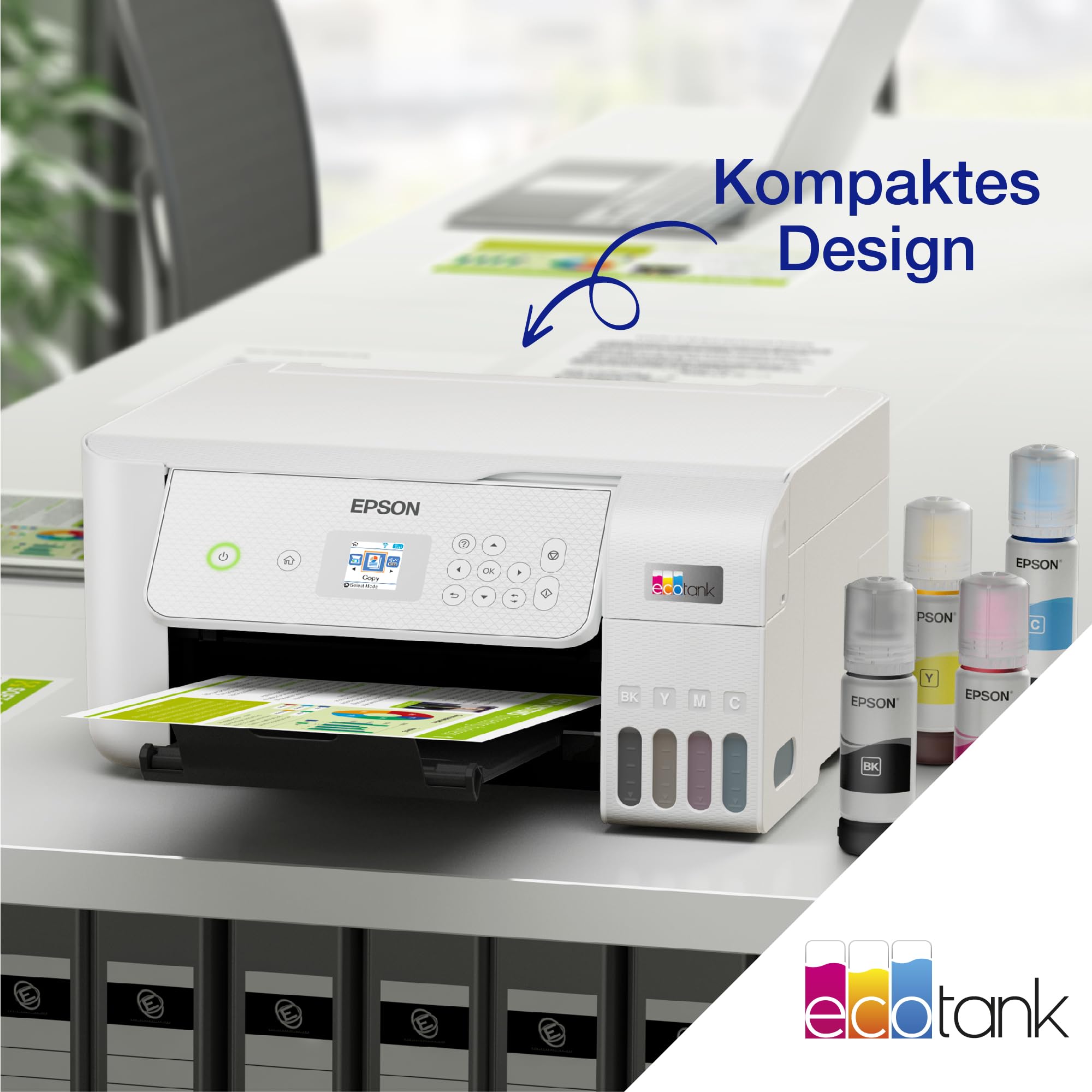 Epson EcoTank ET-2876 A4-Multifunktions-Wi-Fi-Tintentankdrucker, mit einem im Lieferumfang enthaltenen Vorrat an Tinten bis zu 3 Jahren
