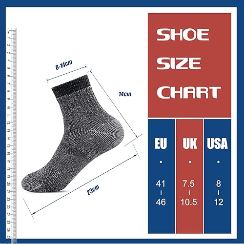 Miniatura 5 de Caudblor Calcetines de senderismo de lana merina para hombre, térmicos, cálidos, de invierno, para senderismo, ciclismo, multirendimiento, paquete