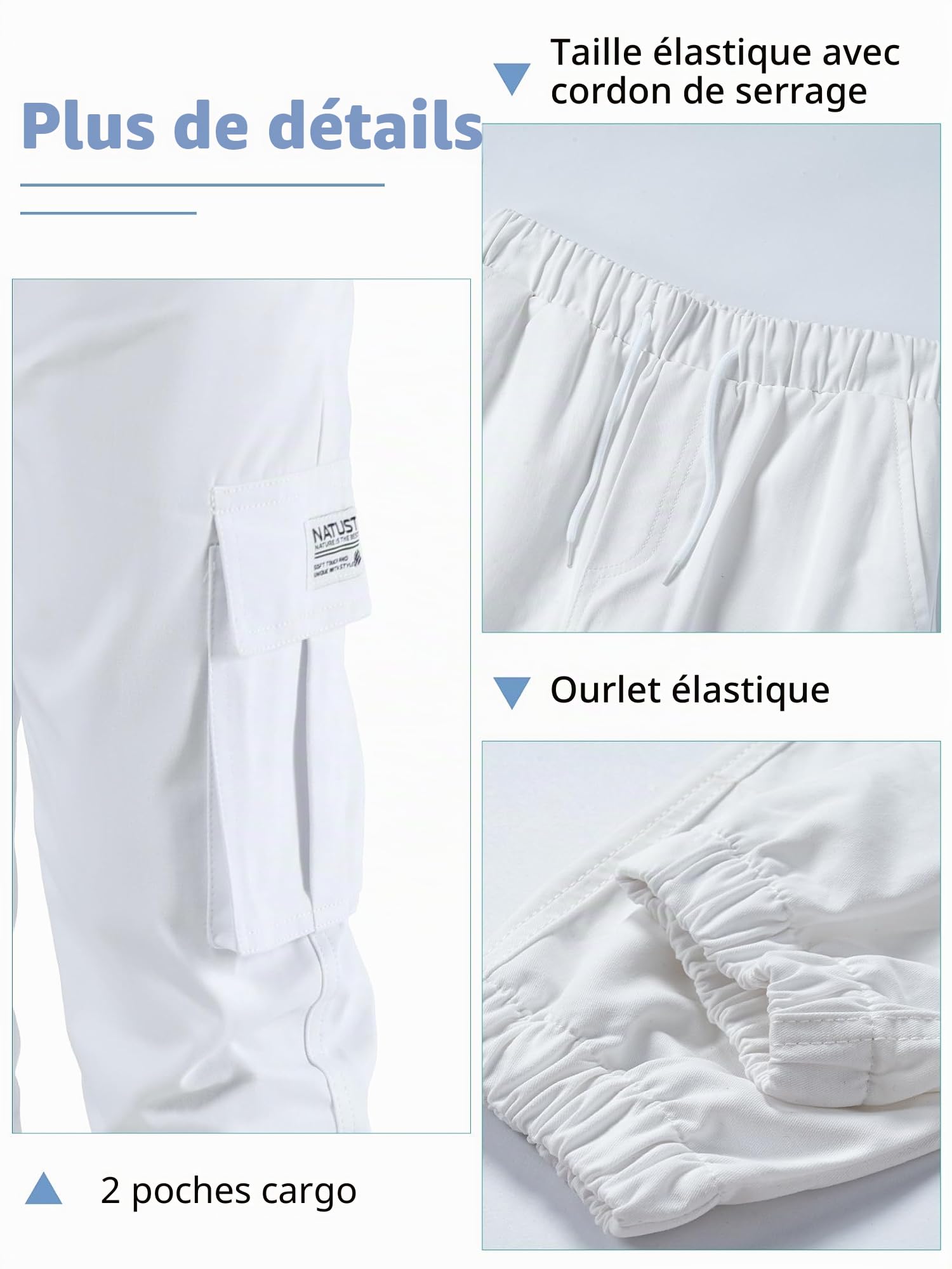 NATUST Pantalon Cargo Garçon Ado Jogging Taille Élastiquée Pantalons Enfant Décontracté