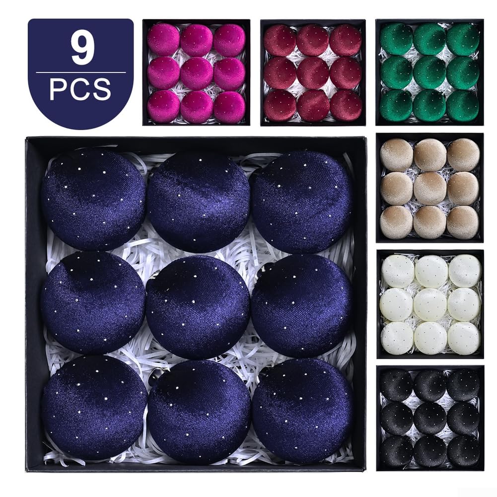 Samt-Weihnachtskugeln, 9 Stück, 8 cm, Weihnachtsbaumschmuck-Set, Samt, hängende Kugeln, elegant für Weihnachten, Zuhause, Party, Festival, Dekoration (XM0170S – Rose Pink)