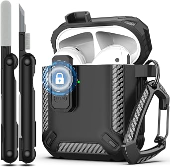 RFUNGUANGO for AirPods 2 Case Carbon Fiber Series, Black