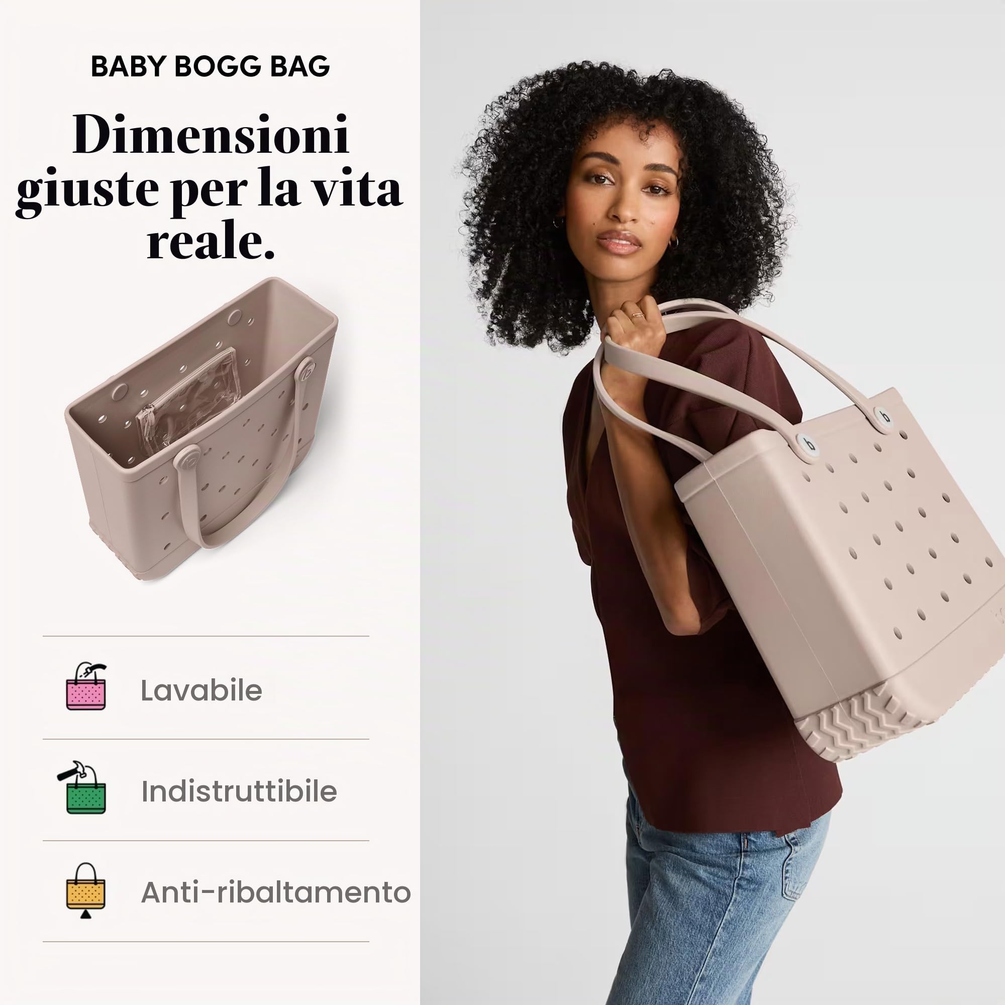BOGG BAG Borsa piccola impermeabile lavabile per spiaggia, barca, piscina, lavoro, scuola, sport, 38 x 33 x 13 x 13 cm, borsa leggera e carina