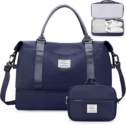 Bolsas de fin de semana para mujer, bolsa de viaje para artículos personales con compartimento para zapatos, bolsa de viaje con bolsillo para ropa