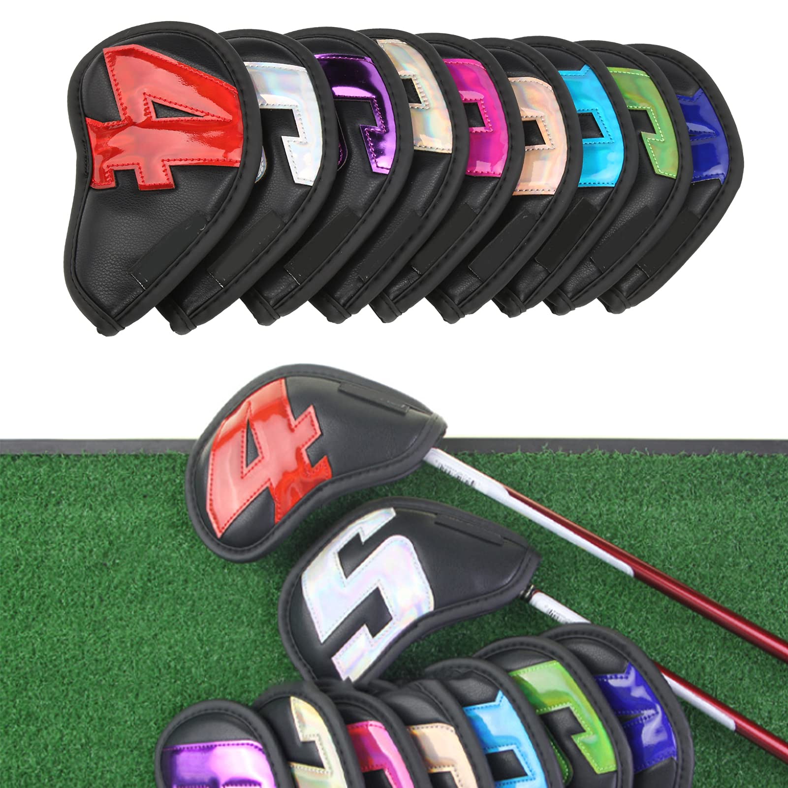 9 Fundas Impermeables para Cabeza de Hierro para Palos de de PU, Forro Suave y Grueso Que Protege los Hierros de Arañazos, con un Diseño Elegante para los Amantes del