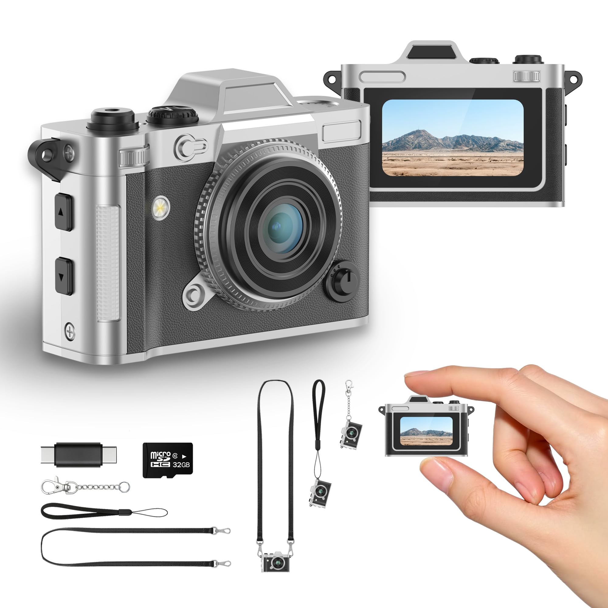 Mini Keychain Digital Camera 5MP Lens 1080P HD | Retro Vintage, True 5MP Lens, 1080P & 2K Video, 5 Filters, OTG Android, Type-C, 32GB TF, Gift Teens Girls, Travel Vlog-picture-19