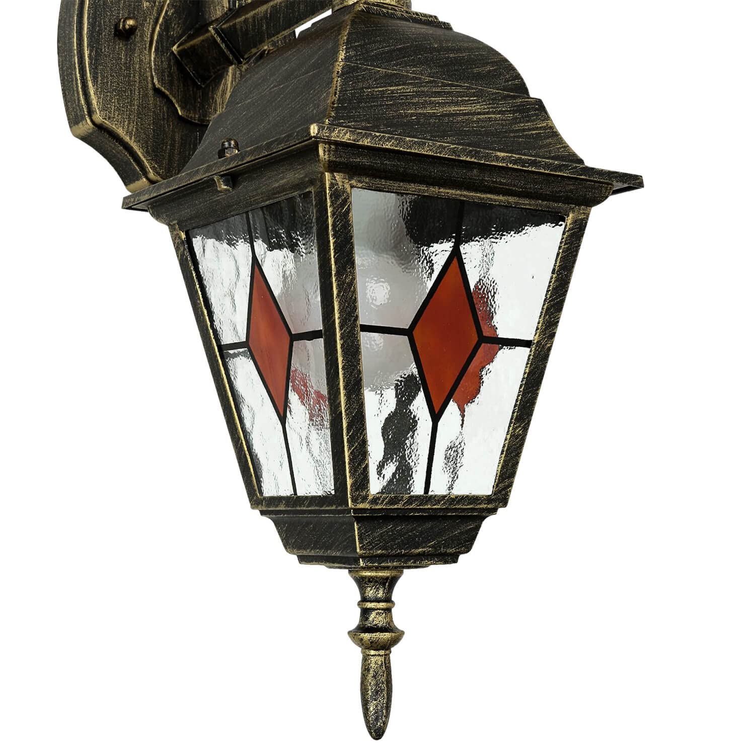 Licht-Erlebnisse Lámpara de pared exterior clásica de aluminio dorado Aplique Farol de cristal antiguo Estilo Tiffany E27 Iluminación exterior Jardín Balcón