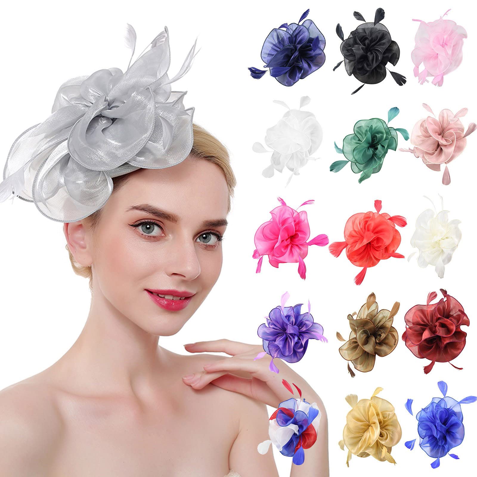 Amazon.com: Fascinators Hat Flower Vintage mesh Feather 