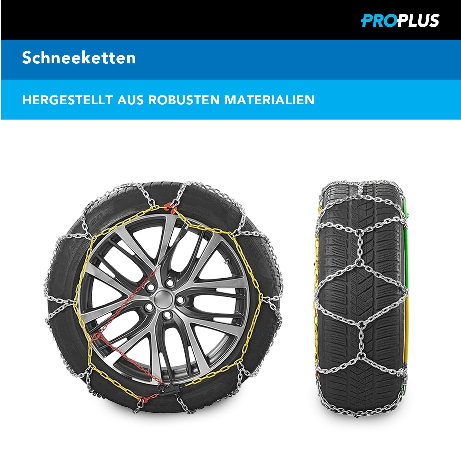 ProPlus Schneeketten KNN30 9mm breite Kettenglieder mit ÖNORM Siegel für verschiedene Reifengrößen inklusive Reparaturglieder und Koffer - Autokette - 2 Stück