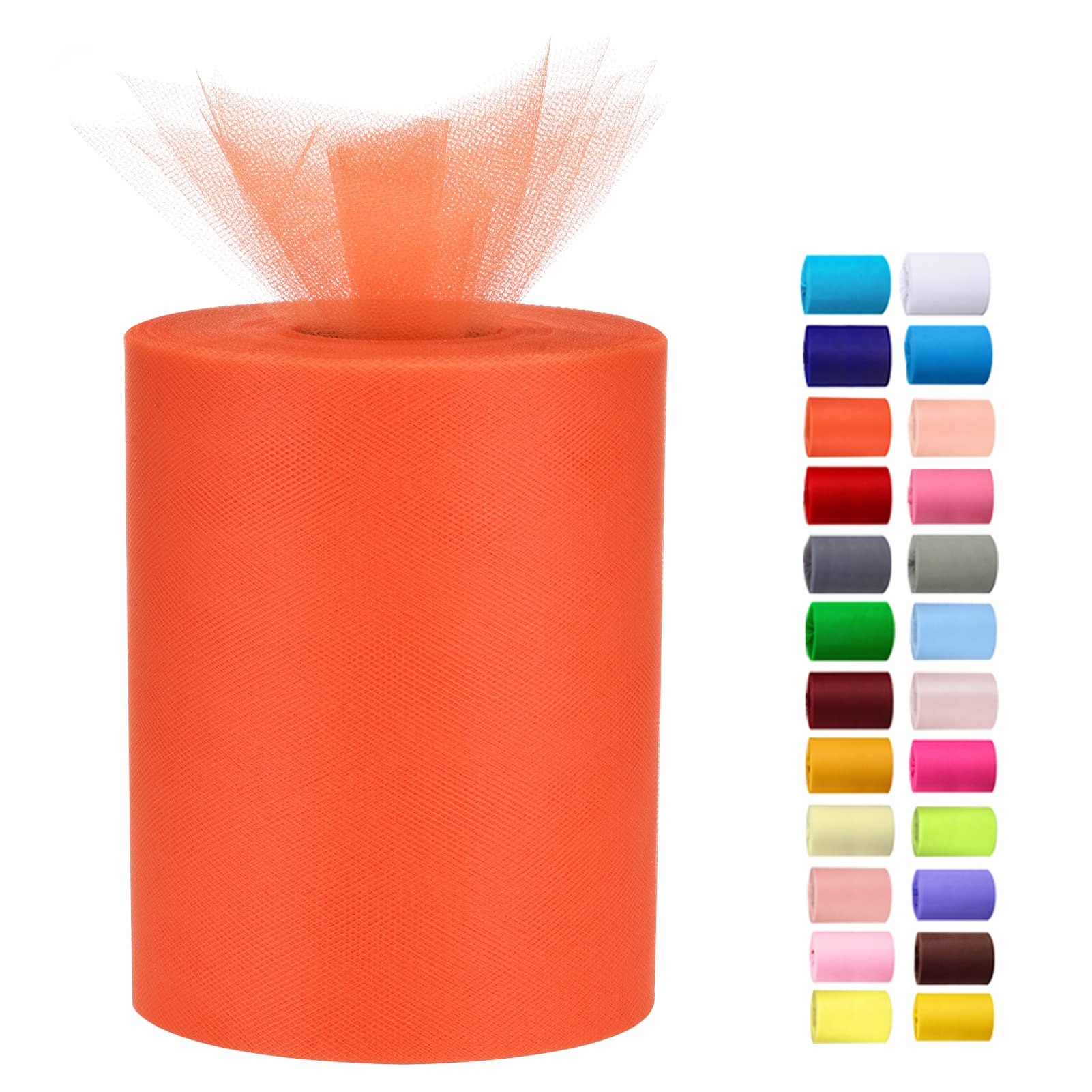 Tulle Rolls 6” by 100 Yards (300 feet) Tulle Roll Spool Fabric for DIY Tutu Skirts Wedding Baby Shower Crafts Decorations Party Supplies (White) — view 31