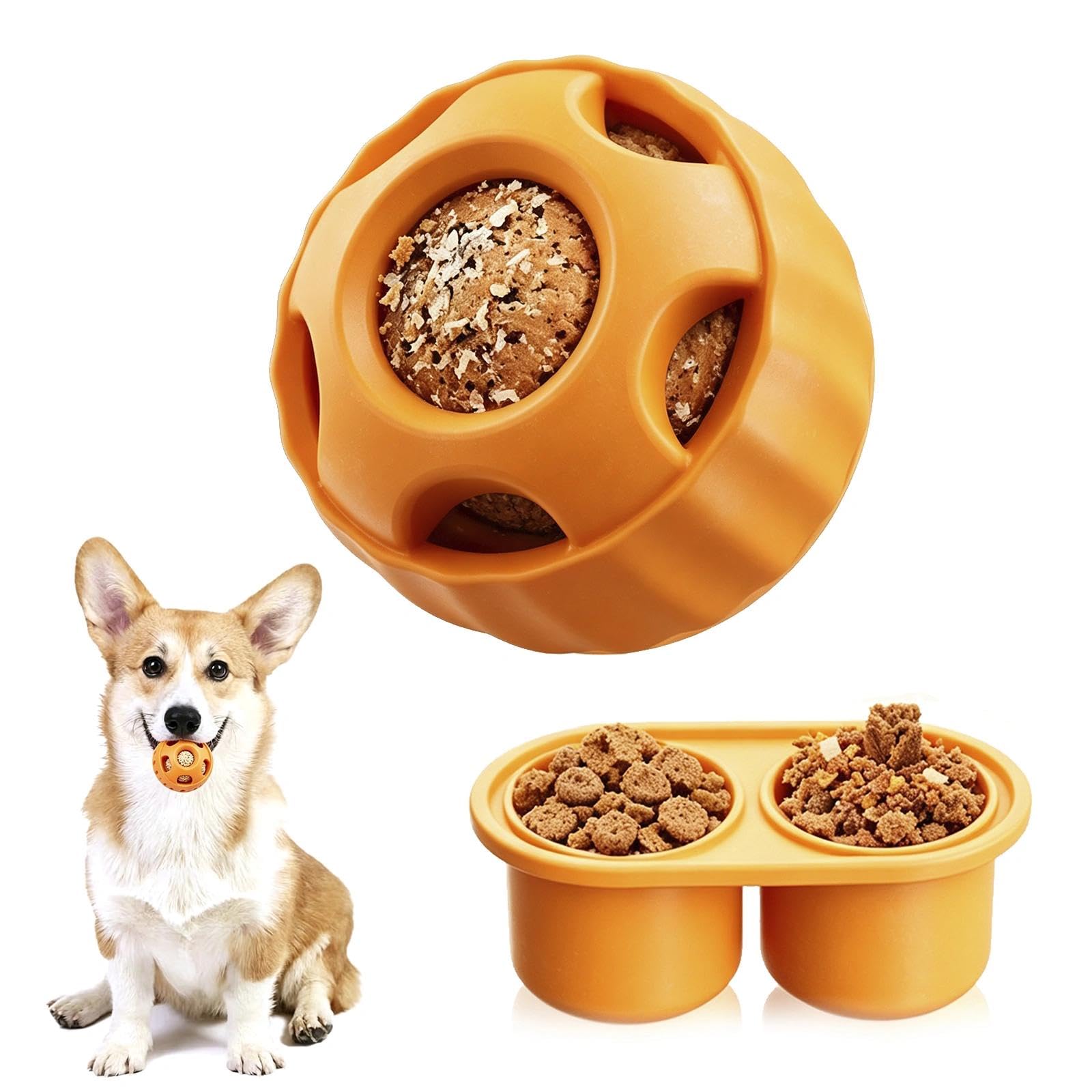 MFSKJELF Treat Dispenser Dog Toy for Boredom, Treat Dispenser Dogs Toy for Gifts, Puppy Brain Stimulation Toys, Frozen Treat Dispenser Slow Feeder Ball for Small Medium Dogs