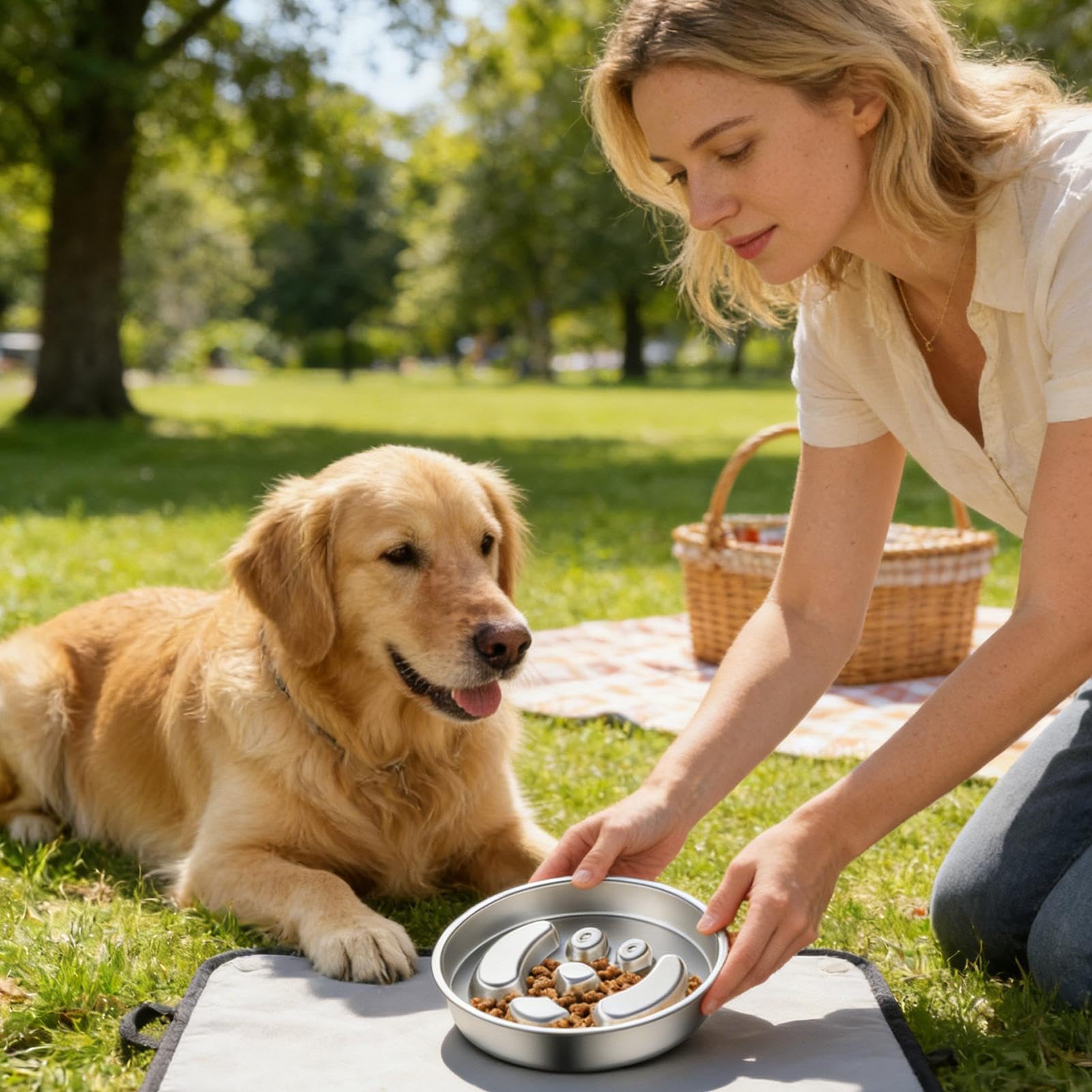 Plat à lécher interactif – Elevated Logique interne, anti-apport rapide en métal antidérapant, outil de gestion des calories en acier poli, bassin sain en | Mangeoire lente pour chiens